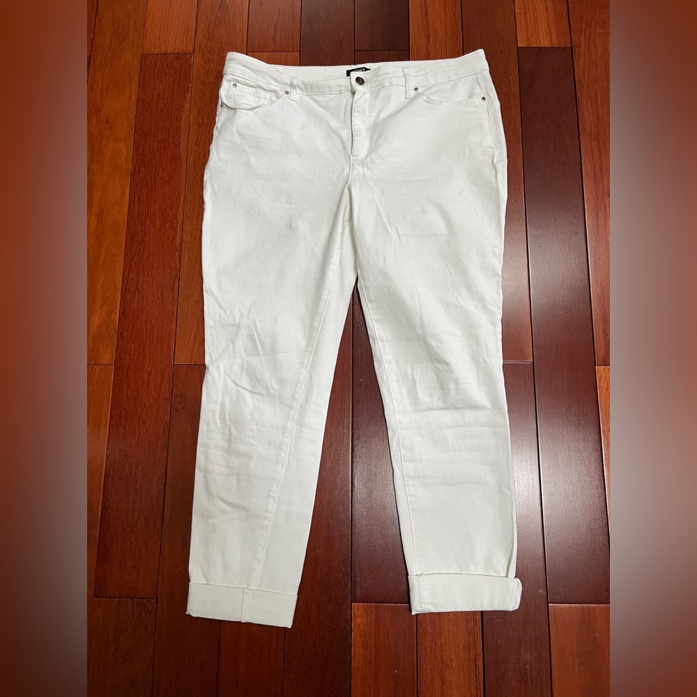 Jones New York White Cropped Ankle Pants